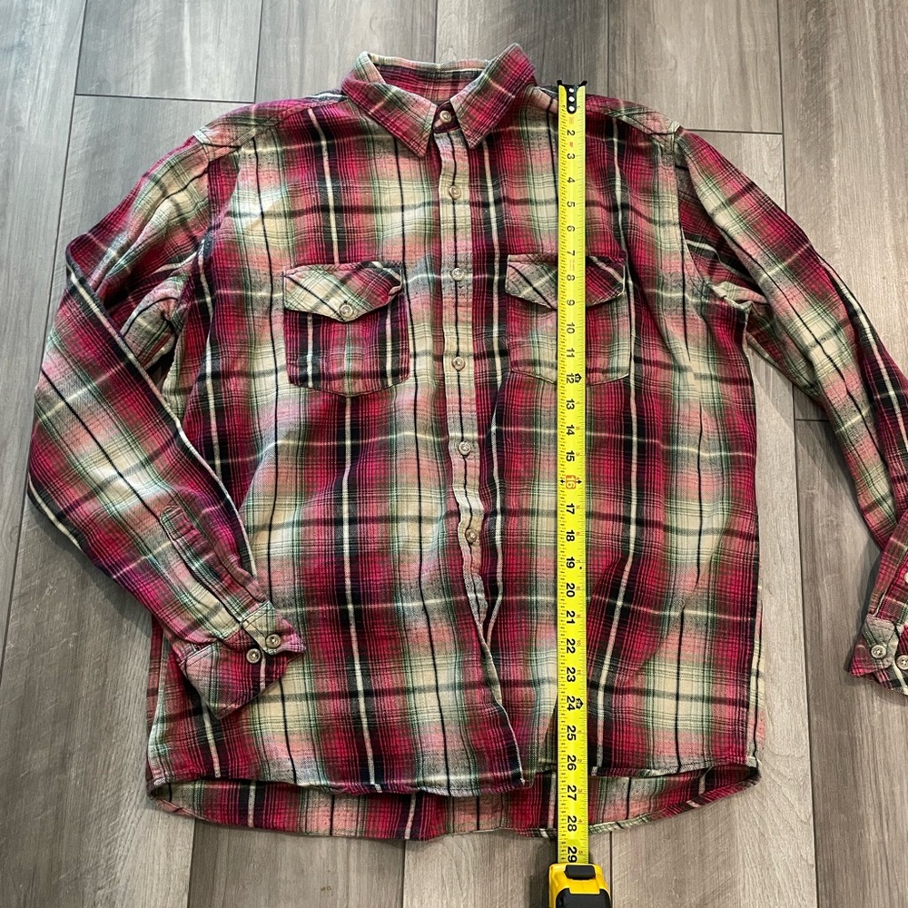 Men’s Plaid Button-Up Shirt - Red and Green - Picture 7 of 9